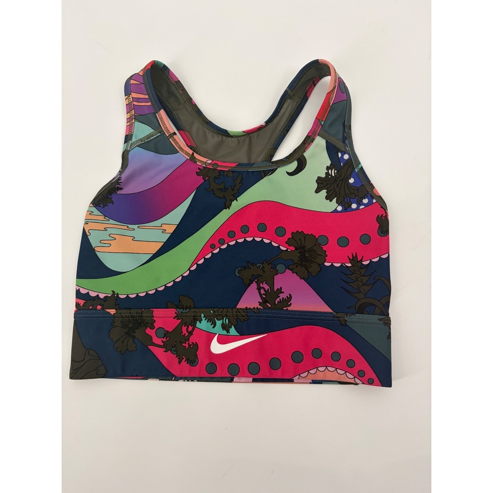 Nike Dri-FIT Swoosh Icon Clash Racerback Sports Bra Multi-Color Print Small